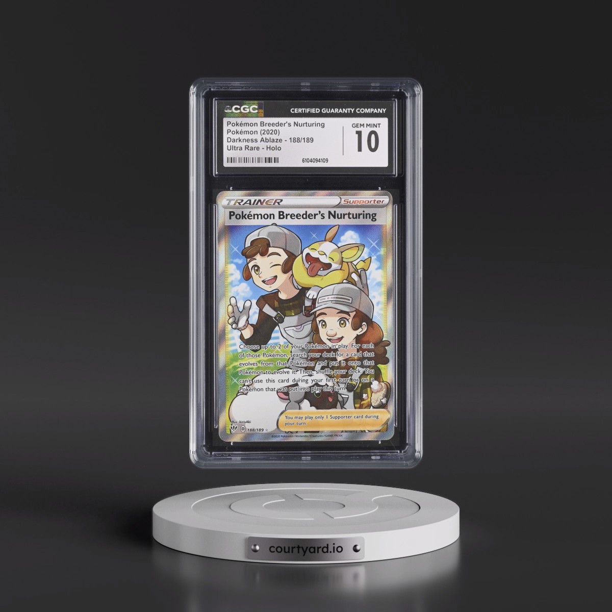 2020 Darkness Ablaze #188/189 Pokémon Breeder's Nurturing - Ultra Rare Holo (CGC 10 GEM MINT)