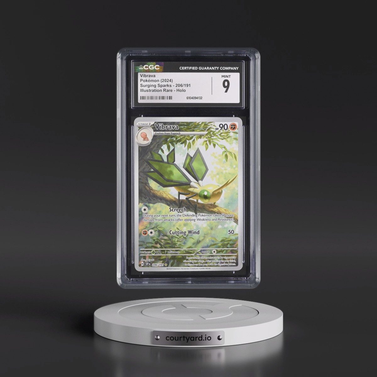 2024 Pokémon Ssp EN-Surging Sparks #206 Vibrava - Illustration Rare (CGC 9 MINT)