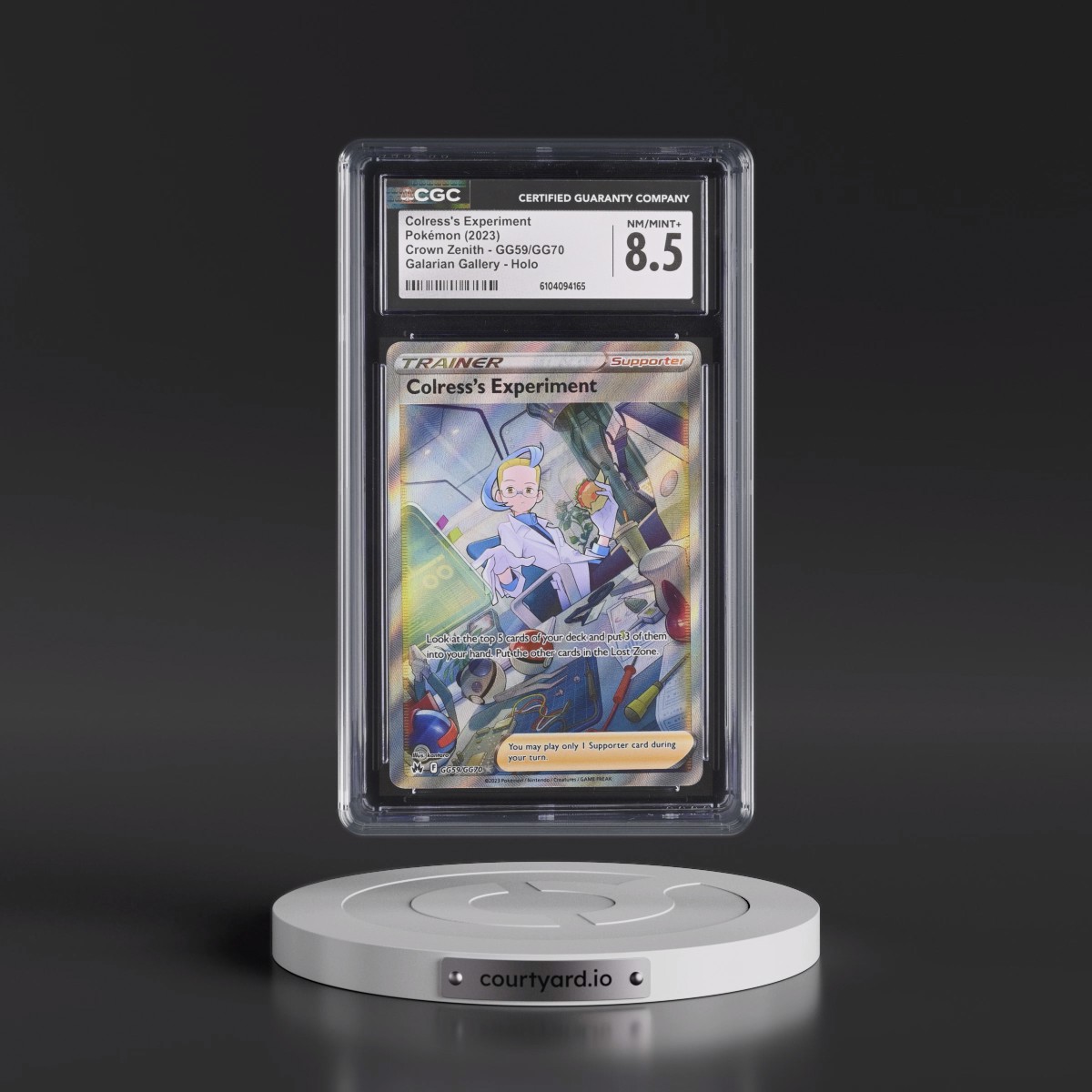 2023 Crown Zenith #GG59/GG70 Colress's Experiment - Galarian Gallery Holo (CGC 8.5 NM-MT+)