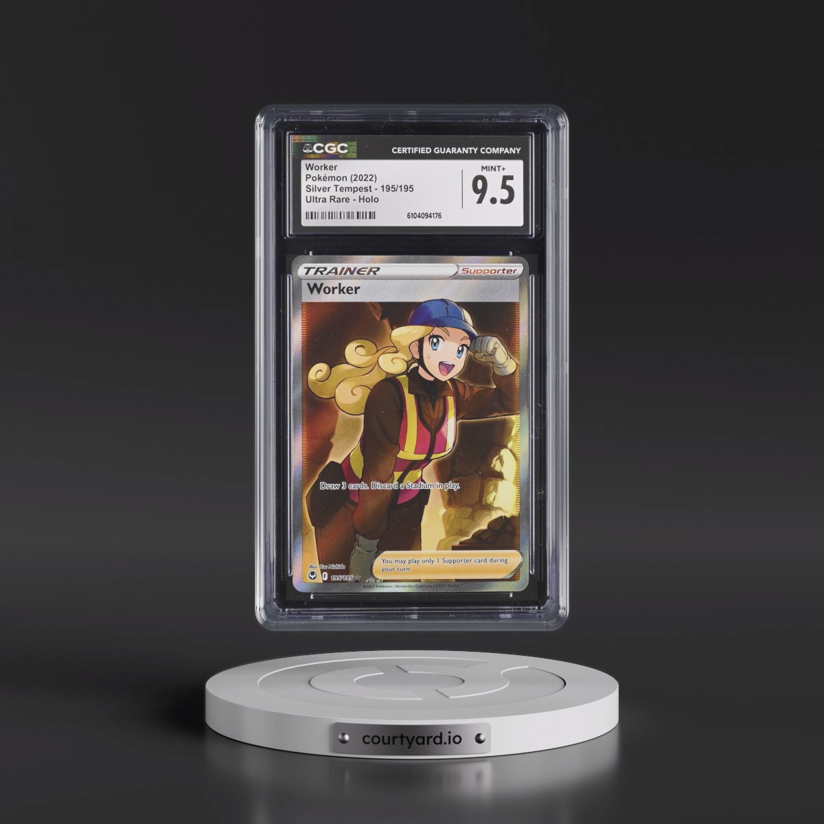 2022 Silver Tempest #195/195 Worker - Ultra Rare Holo (CGC 9.5 MINT+)