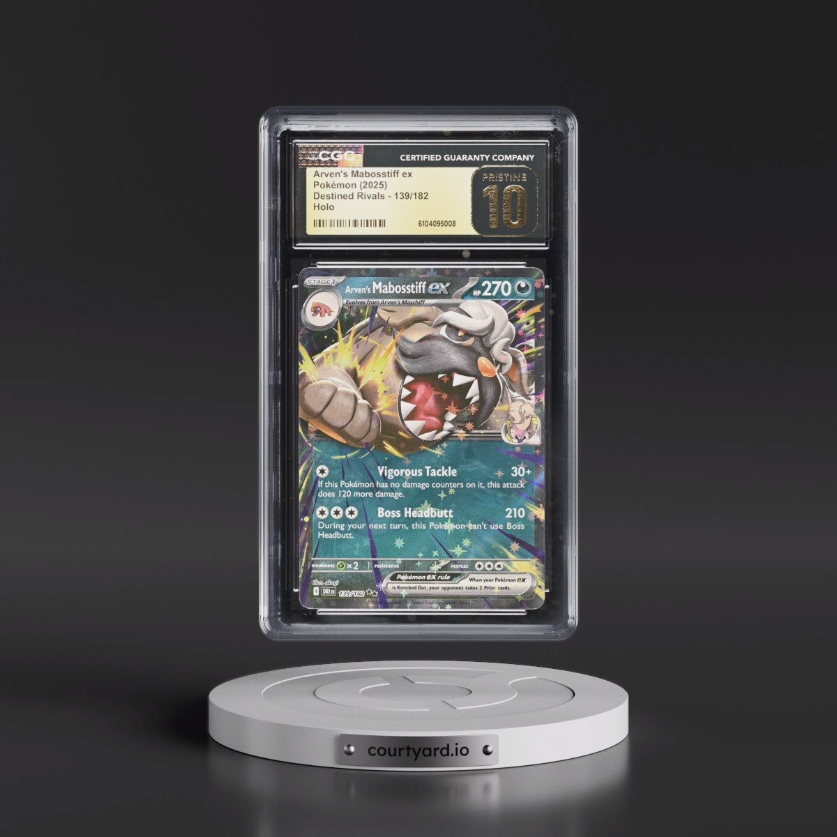 2025 Pokémon Dri EN-Destined Rivals #139 Arven's Mabosstiff EX - Holo (CGC 10 PRISTINE)