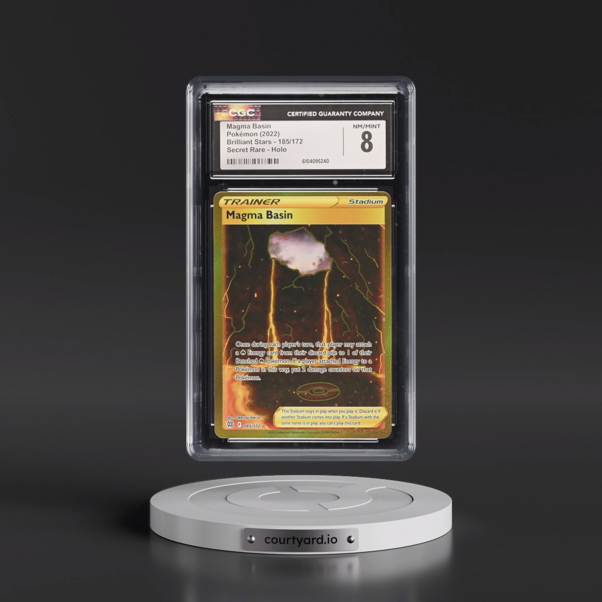 2022 Brilliant Stars #185/172 Magma Basin - Secret Rare Holo (CGC 8 NM-MT)