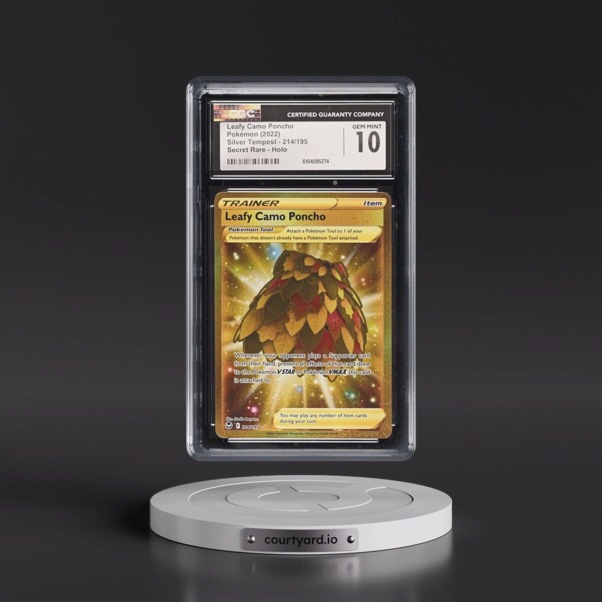 2022 Silver Tempest #214/195 Leafy Camo Poncho - Secret Rare Holo (CGC 10 GEM MINT)