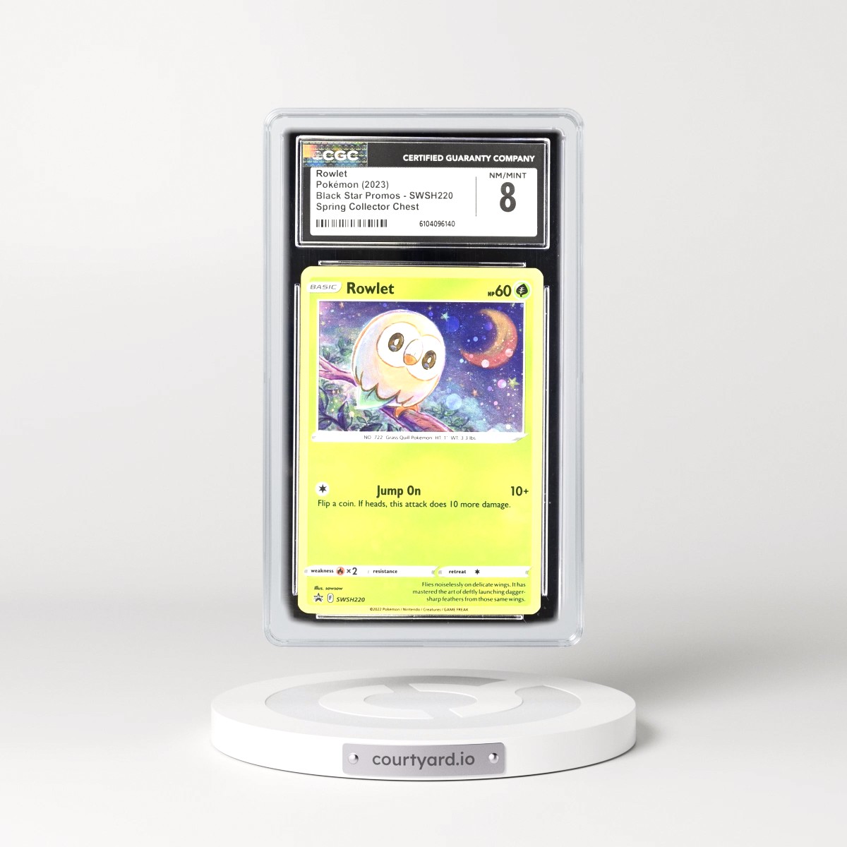 2017 Black Star Promos - Sword & Shield #SWSH220 Rowlet - Spring Collector Chest (Cosmos Holo) (CGC 8 NM-MT)