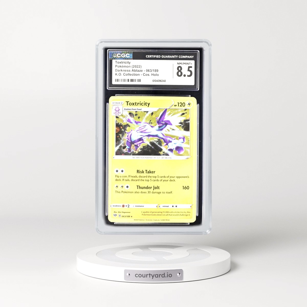 2020 Darkness Ablaze #063/189 Toxtricity - Knock Out Collection Cos. Holo (CGC 8.5 NM-MT+)