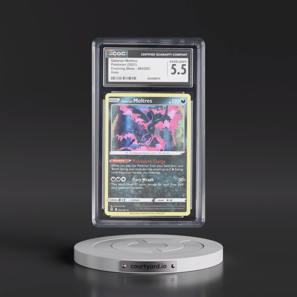 2021 Evolving Skies #093/203 Galarian Moltres - Holo (CGC 5.5 EX+)