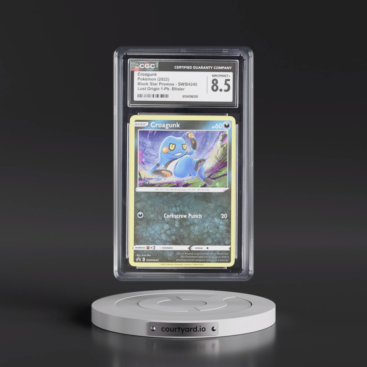 2017 Black Star Promos - Sword & Shield #SWSH245 Croagunk - Lost Origin 1-Pk. Blister (Cosmos Holo) (CGC 8.5 NM-MT+)