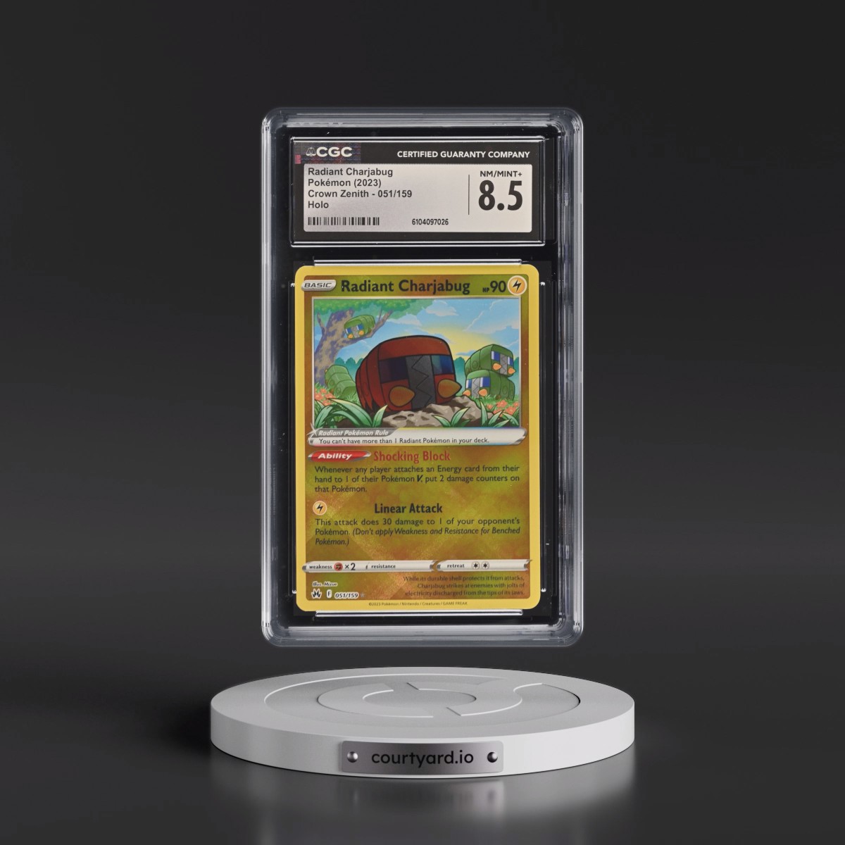 2023 Crown Zenith #051/159 Radiant Charjabug - Holo (CGC 8.5 NM-MT+)