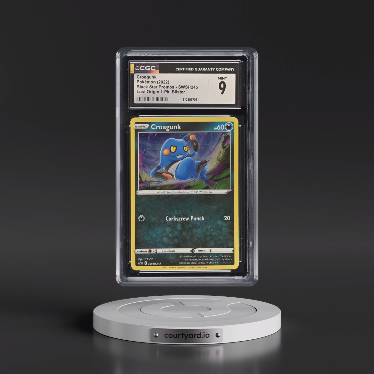 2017 Black Star Promos - Sword & Shield #SWSH245 Croagunk - Lost Origin 1-Pk. Blister (Cosmos Holo) (CGC 9 MINT)