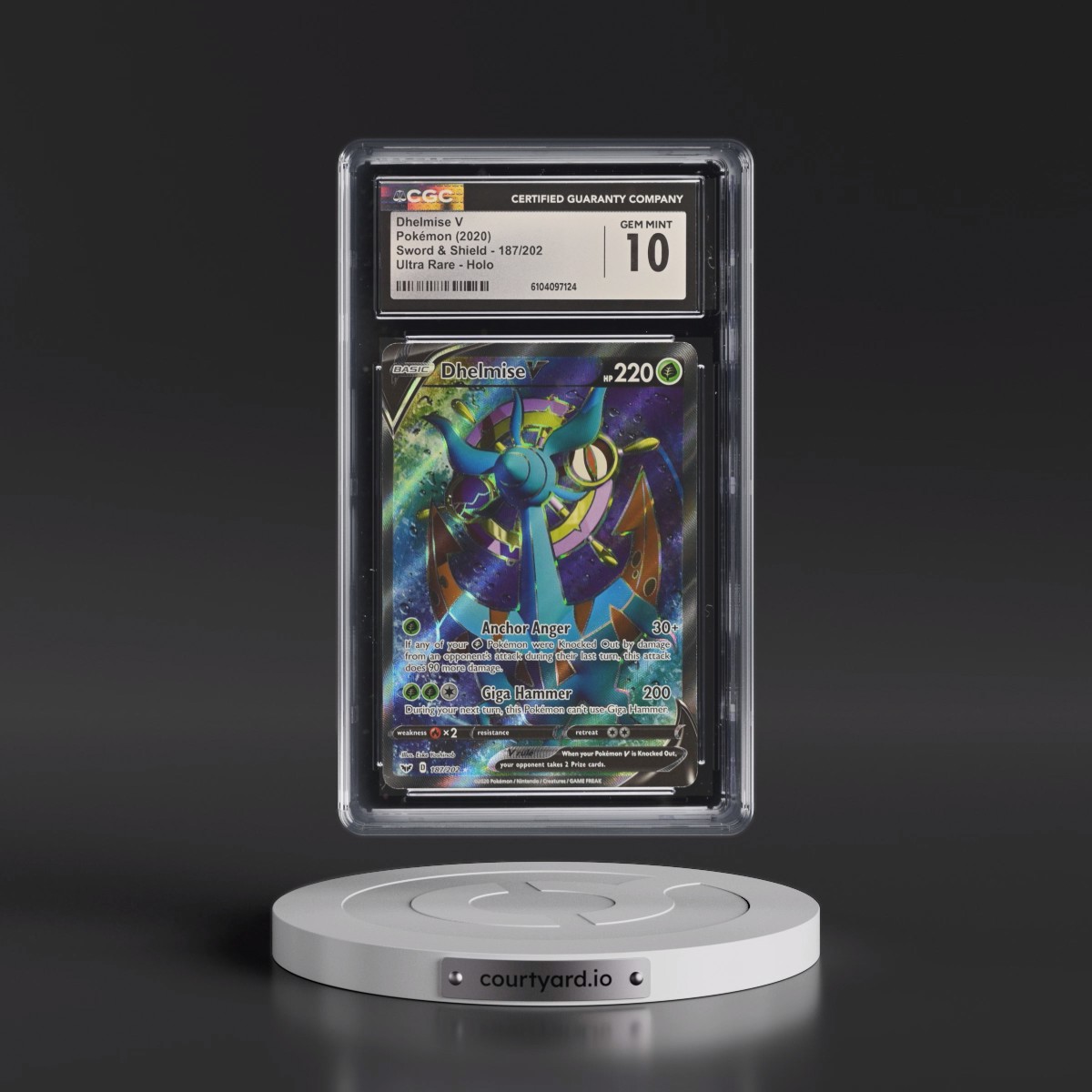 2020 Sword & Shield #187/202 Dhelmise V - Ultra Rare Holo (CGC 10 GEM MINT)