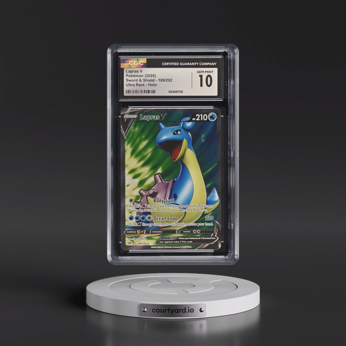 2020 Sword & Shield #189/202 Lapras V - Holo (CGC 10 GEM MINT)