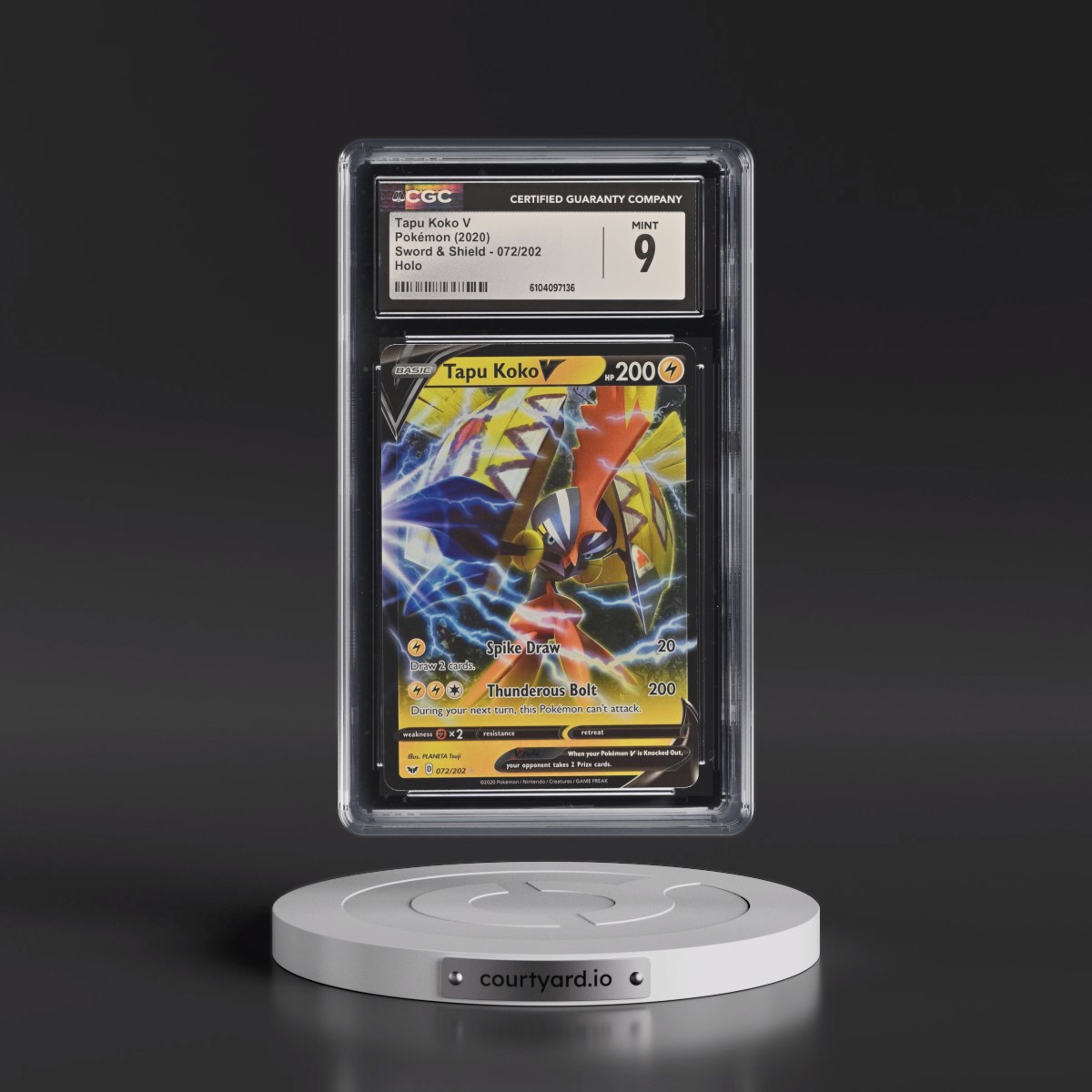 2020 Sword & Shield #072/202 Tapu Koko V - Holo (CGC 9 MINT)