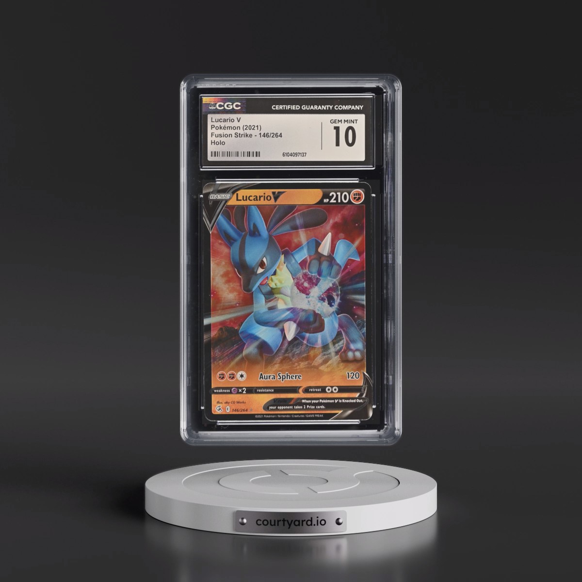 2019 Fusion Strike #146/264 Lucario V - Holo (CGC 10 GEM MINT)