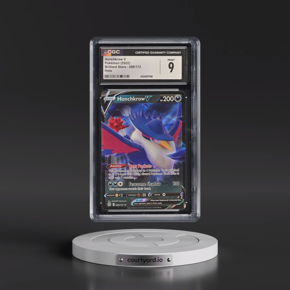 2022 Brilliant Stars #088/172 Honchkrow V - Holo (CGC 9 MINT)