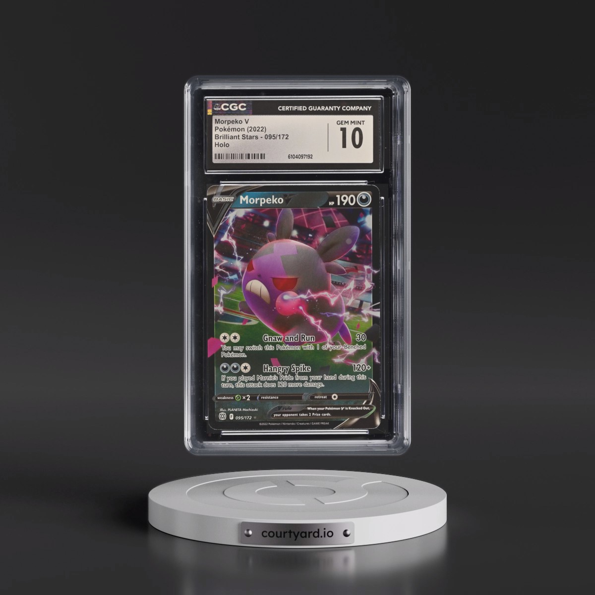 2022 Brilliant Stars #095/172 Morpeko V - Holo (CGC 10 GEM MINT)