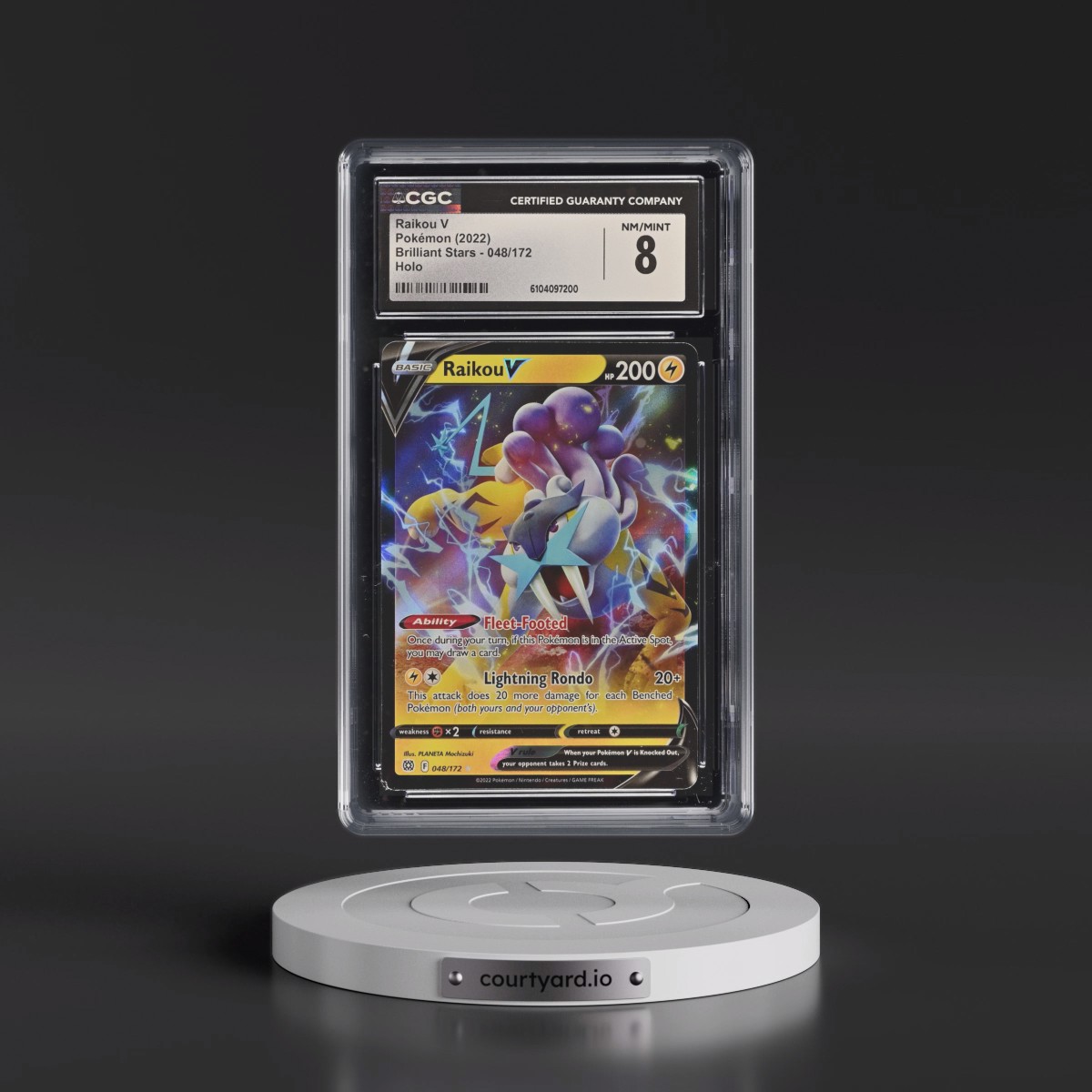 2022 Brilliant Stars #048/172 Raikou V - Holo (CGC 8 NM-MT)