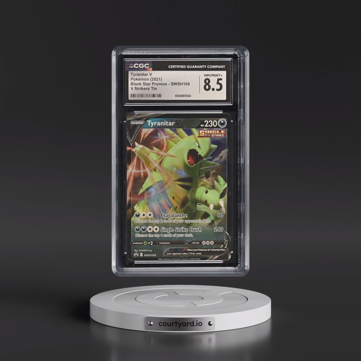 2017 Black Star Promos - Sword & Shield #SWSH109 Tyranitar V - Holo V Strikers Tin (CGC 8.5 NM-MT+)