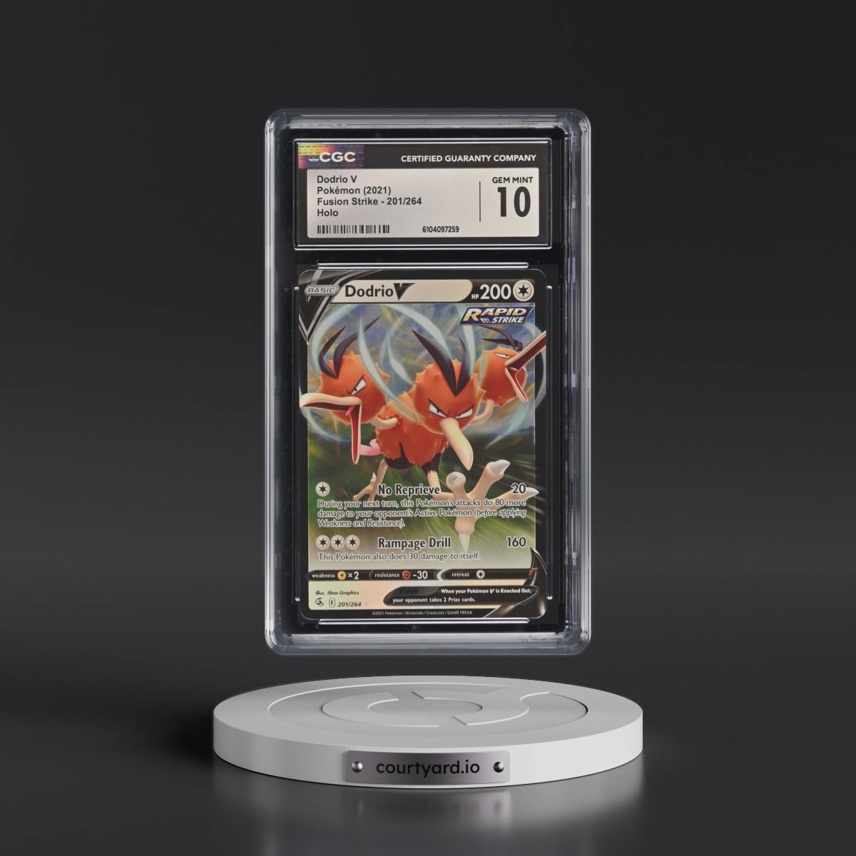 2019 Fusion Strike #201/264 Dodrio V - Ultra Rare Holo (CGC 10 GEM MINT)