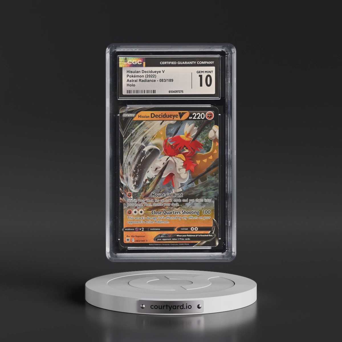 Astral Radiance #083/189 Hisuian Decidueye V - Holo (CGC 10 GEM MINT)