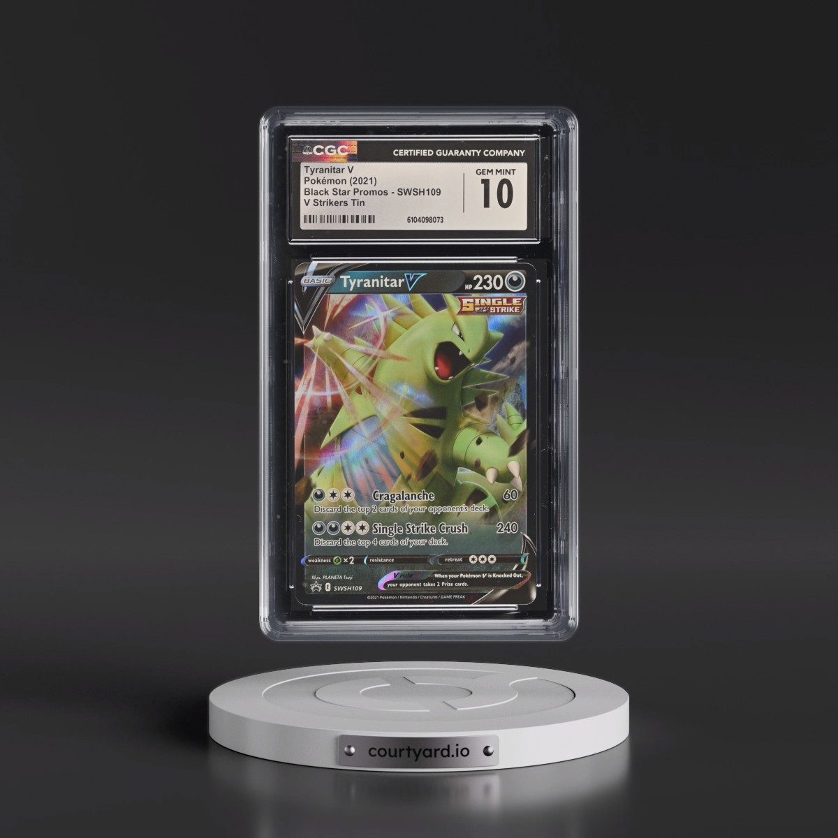 2017 Black Star Promos - Sword & Shield #SWSH109 Tyranitar V - Holo V Strikers Tin (CGC 10 GEM MINT)