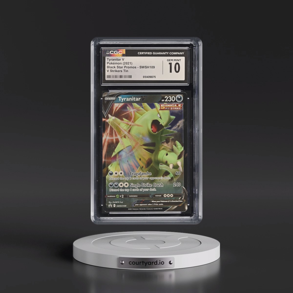 2017 Black Star Promos - Sword & Shield #SWSH109 Tyranitar V - Holo V Strikers Tin (CGC 10 GEM MINT)