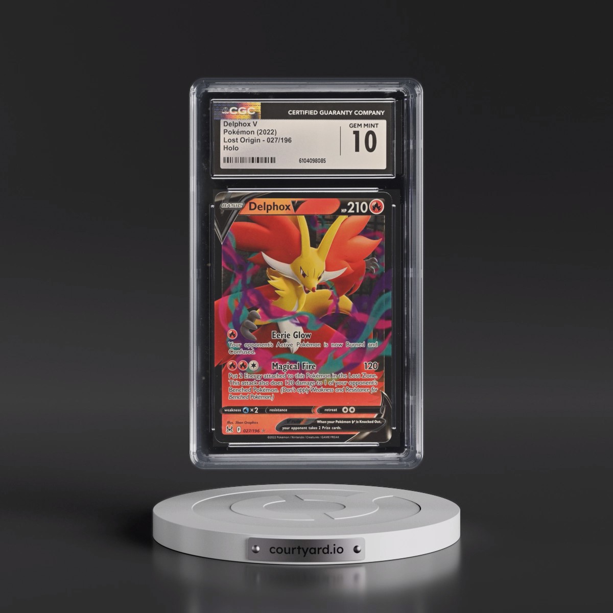 2022 Lost Origin #027/196 Delphox V - Holo (CGC 10 GEM MINT)