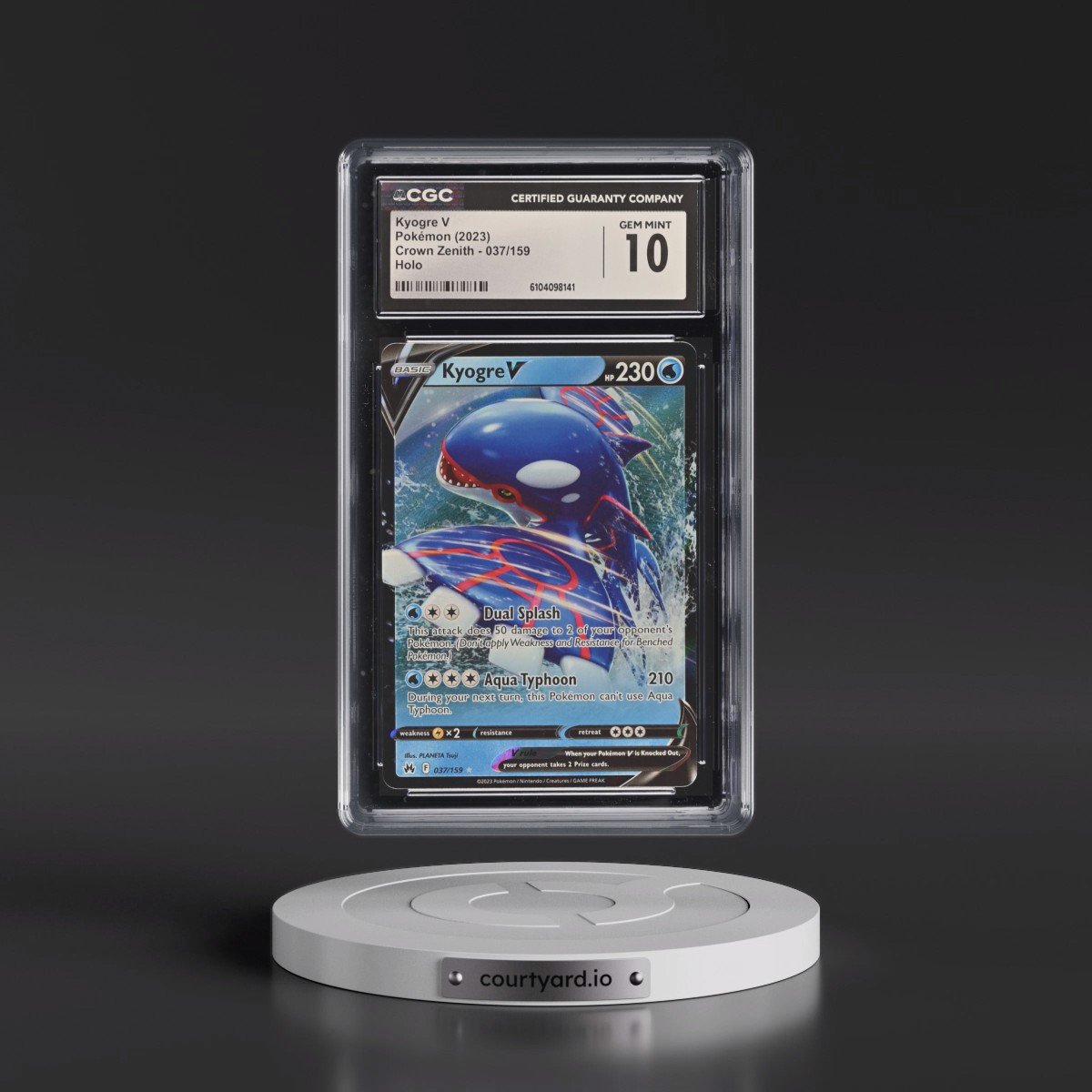 2023 Crown Zenith #037/159 Kyogre V - Holo (CGC 10 GEM MINT)