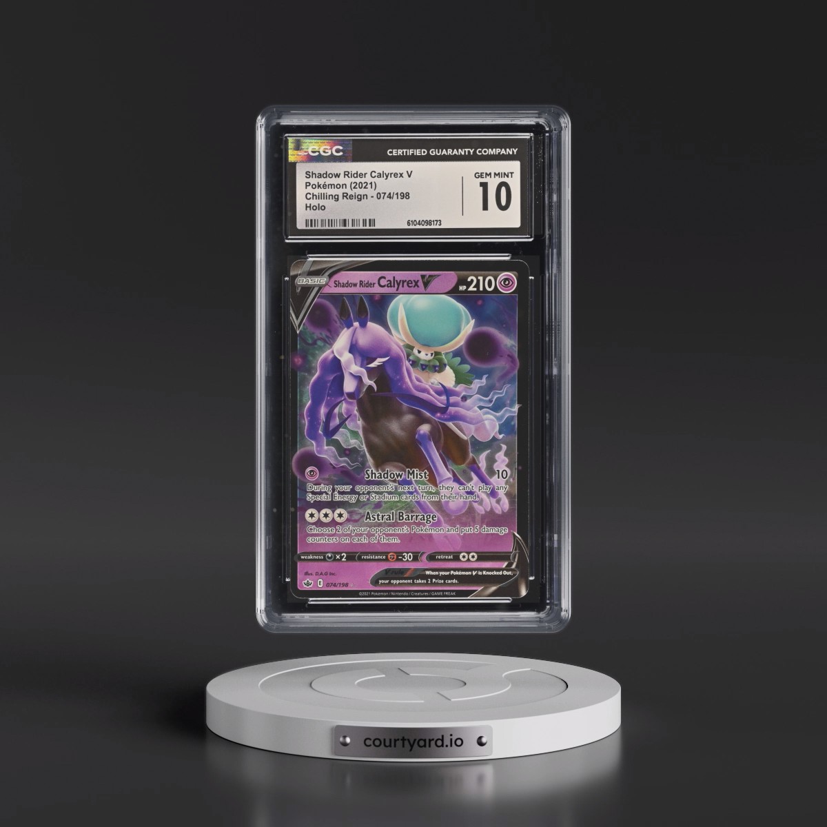 2021 Chilling Reign #074/198 Shadow Rider Calyrex V - Holo (CGC 10 GEM MINT)