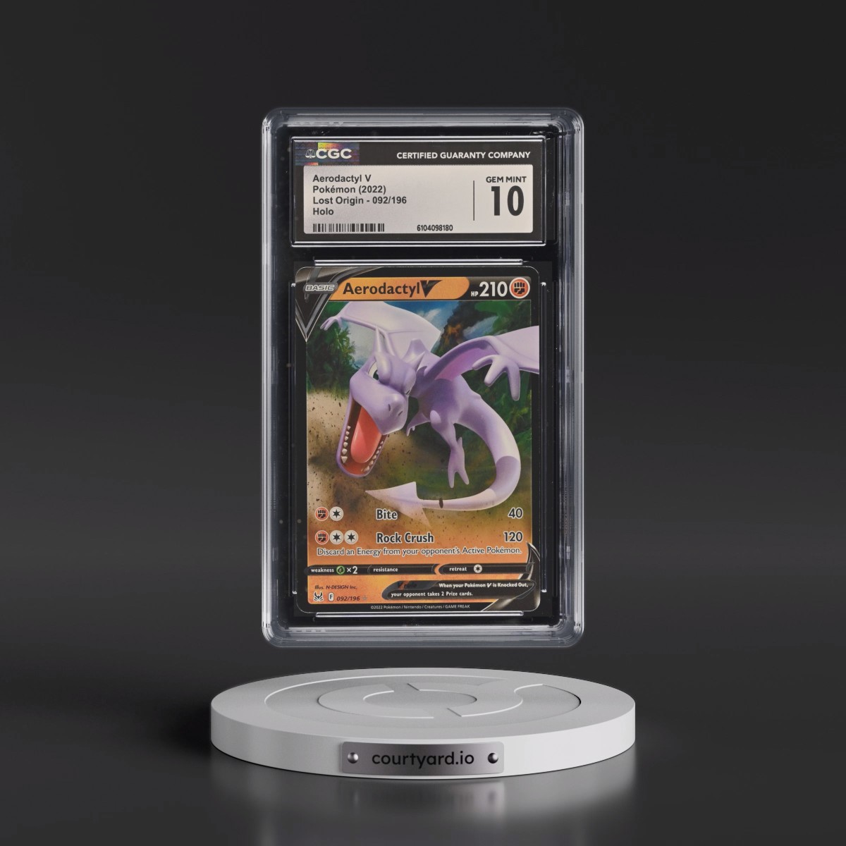 2022 Lost Origin #092/196 Aerodactyl V - Holo (CGC 10 GEM MINT)