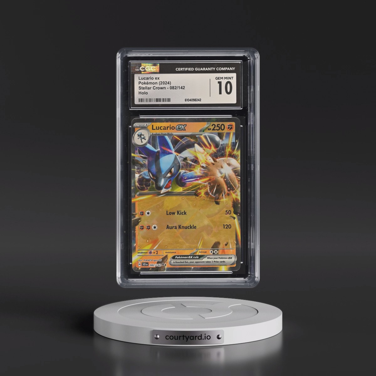 2024 Pokémon Scr EN-Stellar Crown #082 Lucario EX - Holo (CGC 10 GEM MINT)