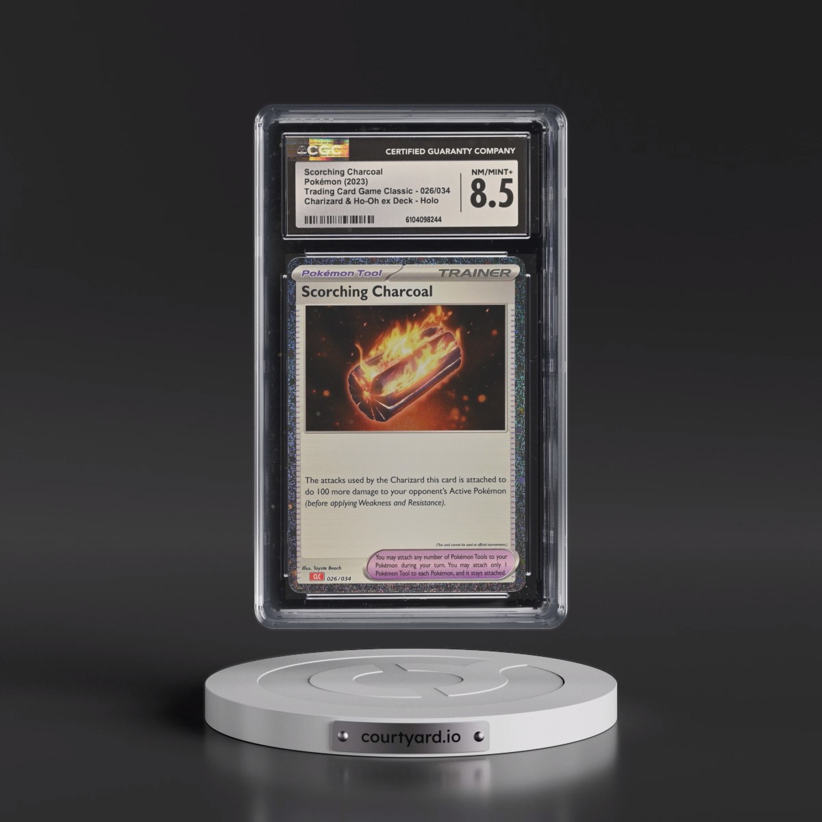 2023 Trading Card Game Classic - CLV, CLC, CLB #026/034 Scorching Charcoal - Charizard & Ho-Oh ex Deck - CLC Holo (CGC 8.5 NM-MT+)
