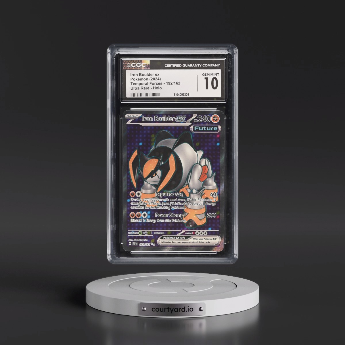 2024 Pokémon Tef EN-Temporal Forces #192 Iron Boulder EX - Holo Ultra Rare (CGC 10 GEM MINT)