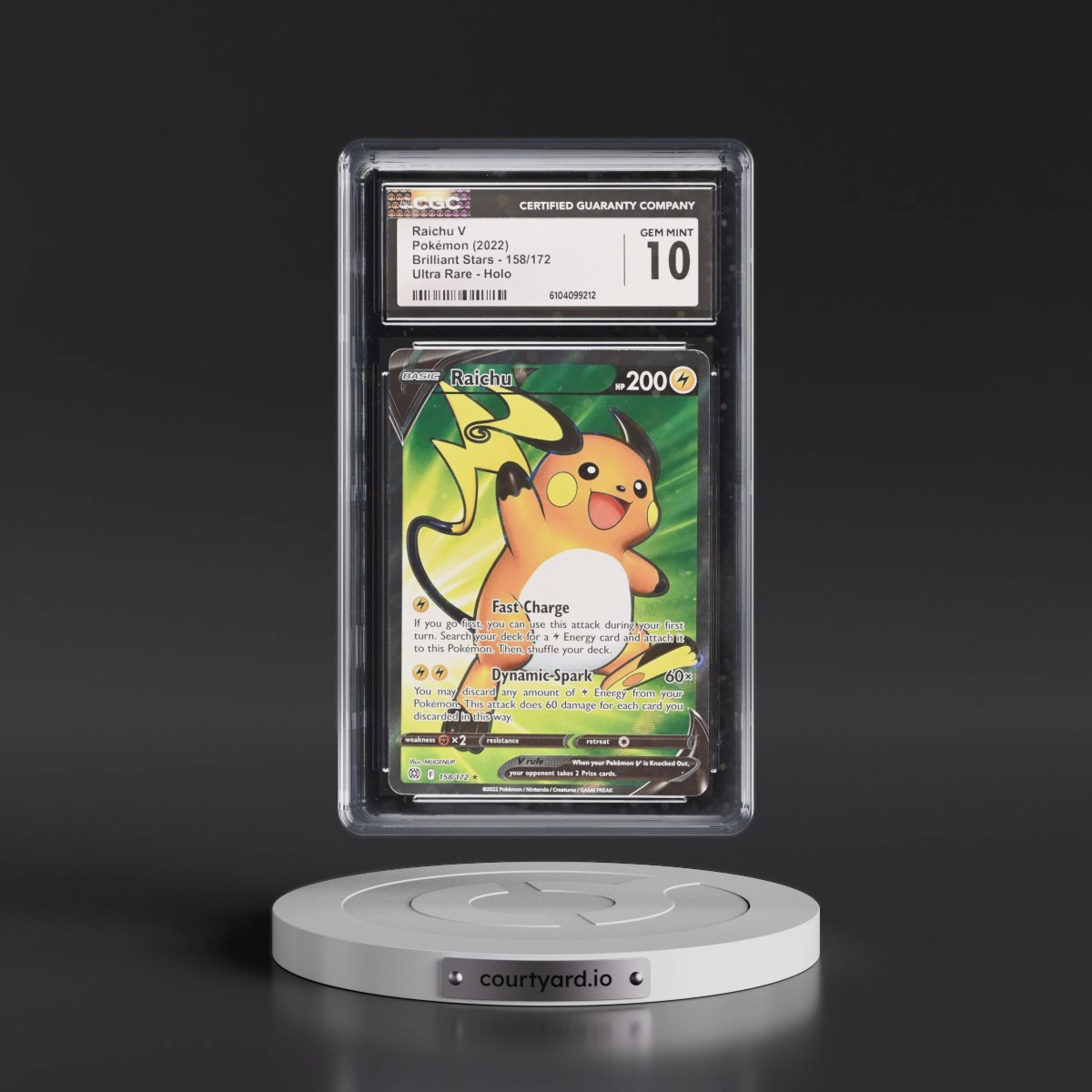 2022 Brilliant Stars #158/172 Raichu V - Ultra Rare Holo (CGC 10 GEM MINT)