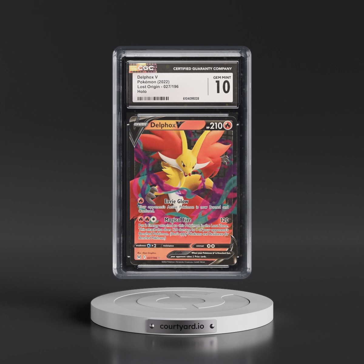 2022 Lost Origin #027/196 Delphox V - Holo (CGC 10 GEM MINT)