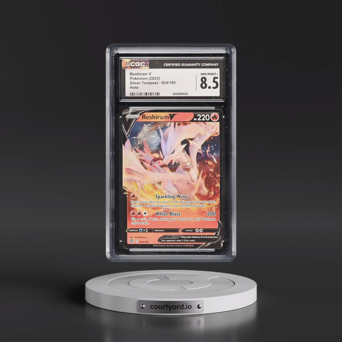 2022 Silver Tempest #024/195 Reshiram V - Holo (CGC 8.5 NM-MT+)