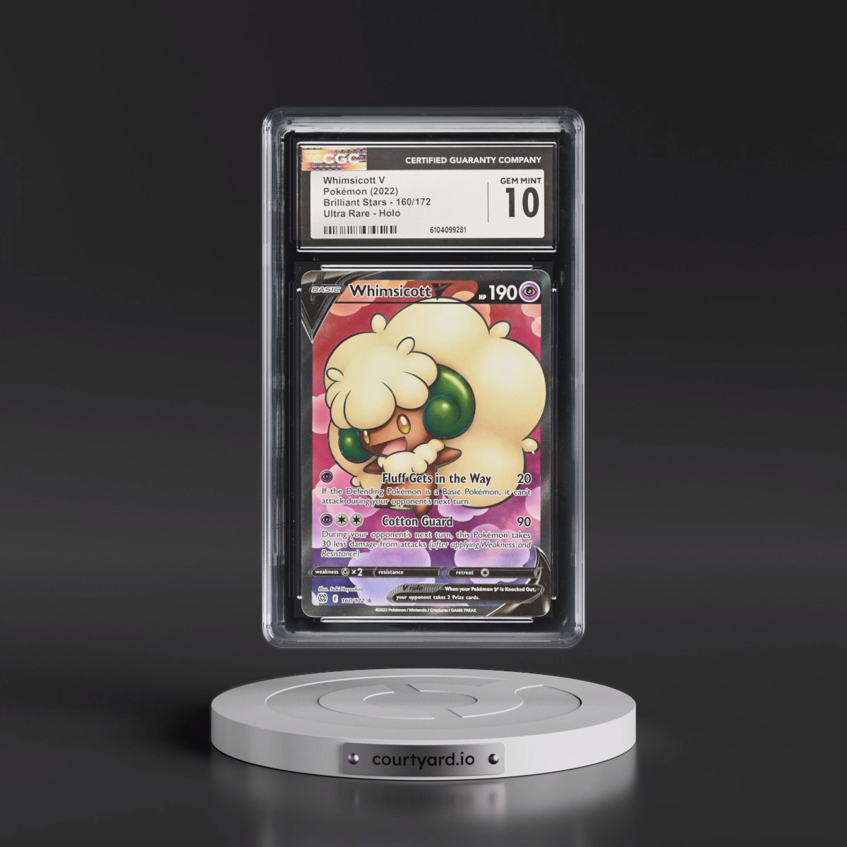2022 Brilliant Stars #160/172 Whimsicott V - Ultra Rare Holo (CGC 10 GEM MINT)