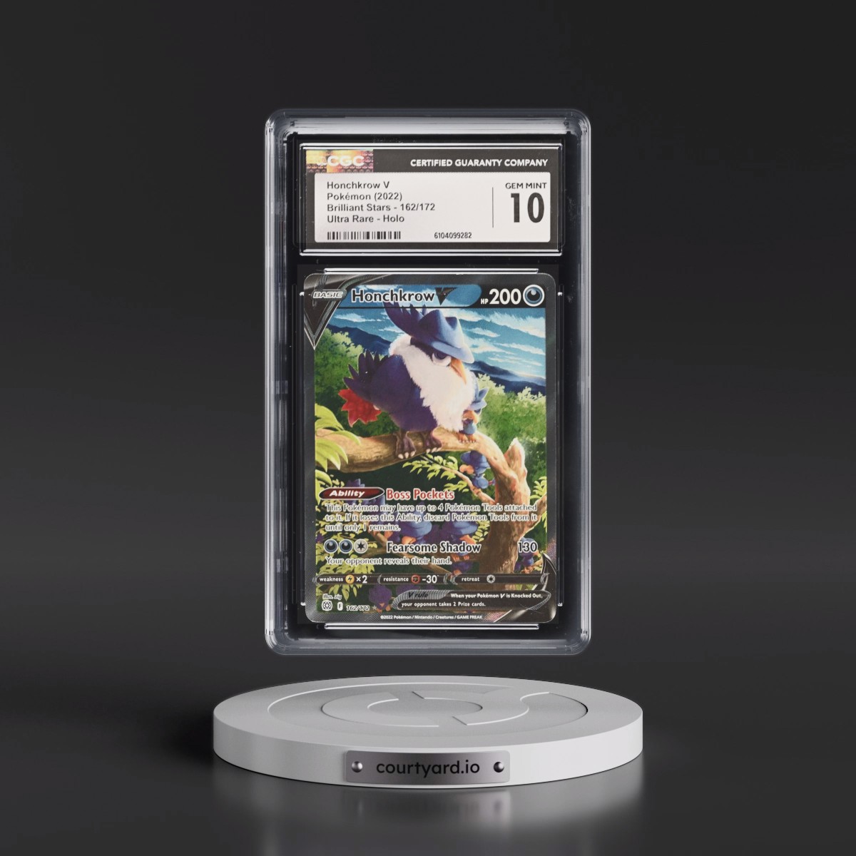 2022 Brilliant Stars #162/172 Honchkrow V - Ultra Rare Holo (CGC 10 GEM MINT)