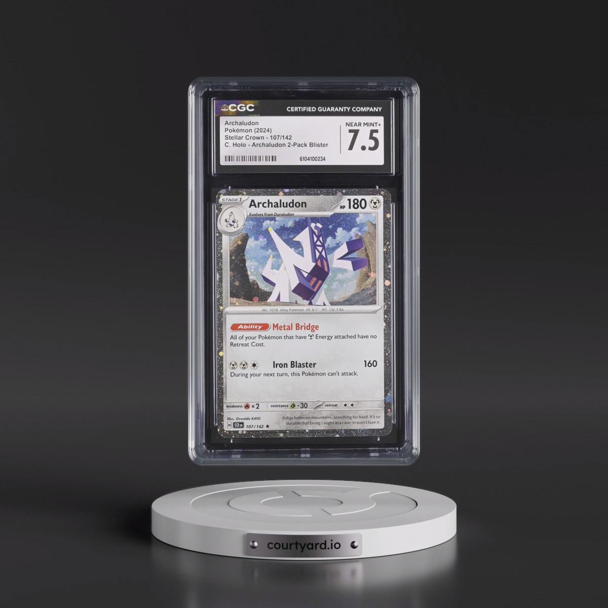 2024 Stellar Crown - SCR EN #107/142 Archaludon - Cosmos Holo (C. Holo) Archaludon 2-Pack Blister (CGC 7.5 NM+)