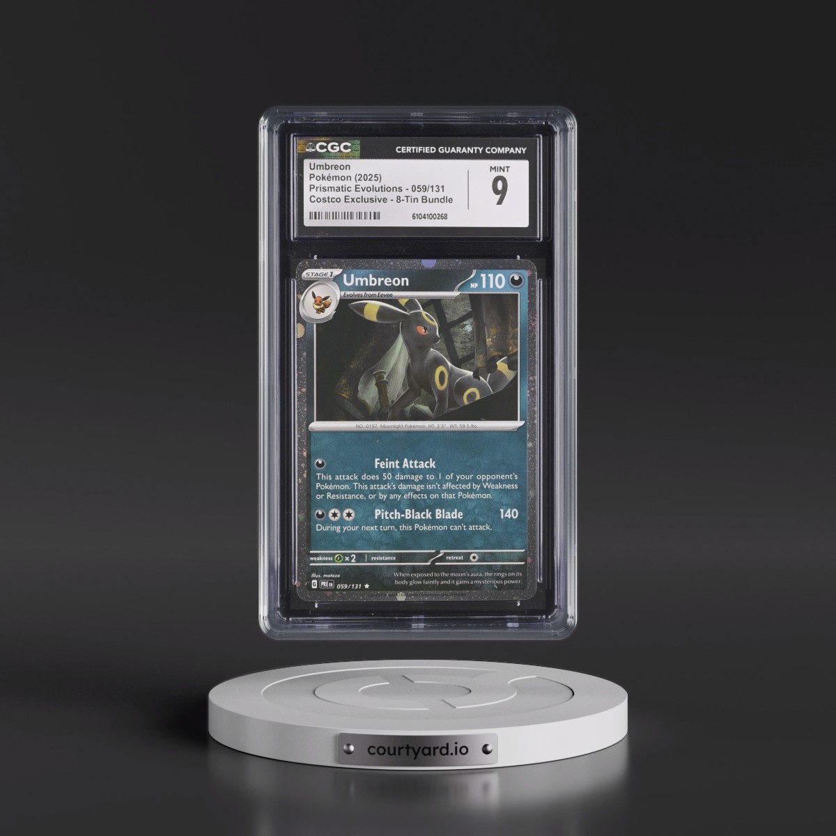 2024 Prismatic Evolutions - PRE EN #059/131 Umbreon - (Cosmos Holo) Costco Exclusive 8-Tin Bundle (CGC 9 MINT)