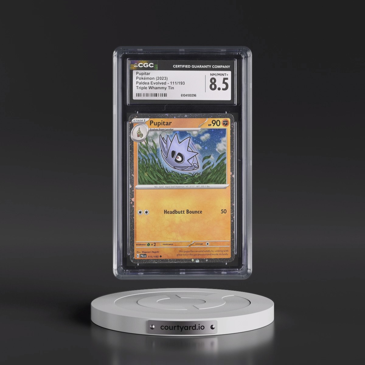 2023 Paldea Evolved - PAL EN #111/193 Pupitar - Triple Whammy Tin Cosmos Holo (CGC 8.5 NM-MT+)