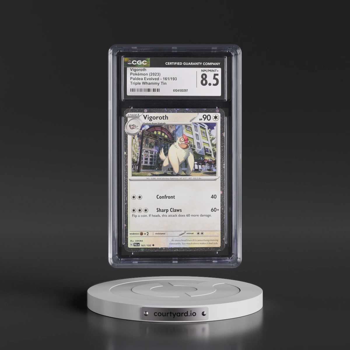 2023 Paldea Evolved - PAL EN #161/193 Vigoroth - Triple Whammy Tin (Cosmos Holo) (CGC 8.5 NM-MT+)