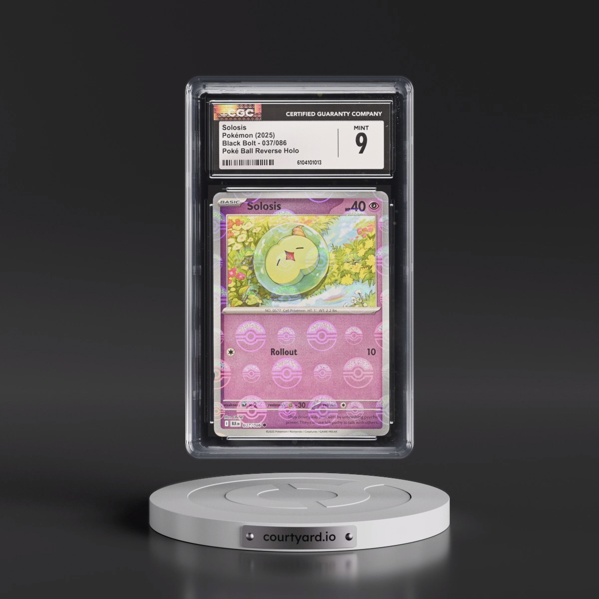 2025 Black Bolt - BLK EN #037/086 Solosis - Reverse Holo Poké Ball (CGC 9 MINT)