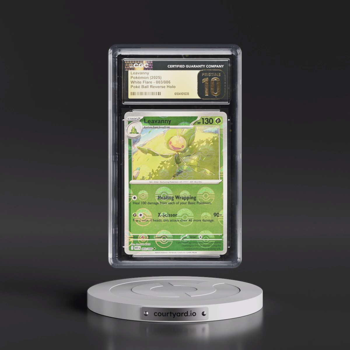 2025 White Flare - WHT EN #003/086 Leavanny - Reverse Holo Poké Ball (CGC 10 PRISTINE)