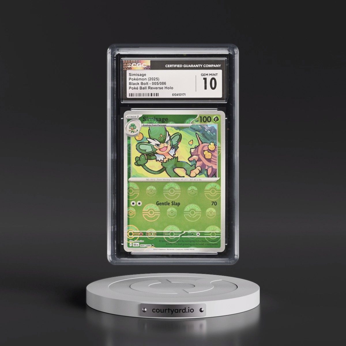 2025 Pokémon Blk EN-Black Bolt Simisage - Reverse Holo Poke Ball #005 CGC 10