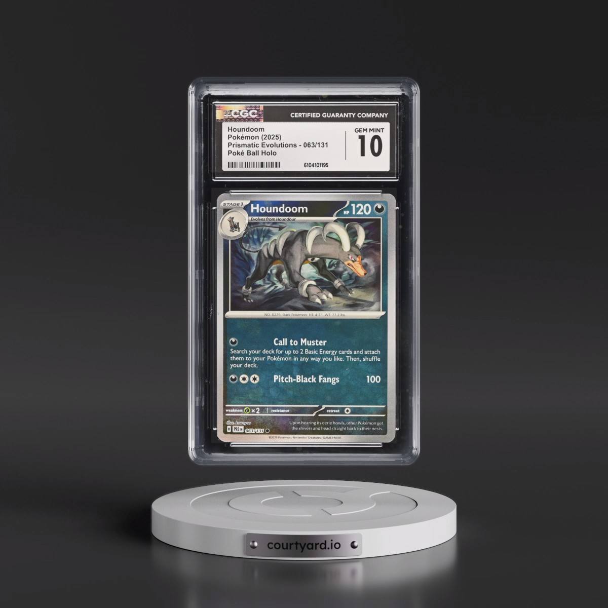 2025 Prismatic Evolutions - PRE EN #063/131 Houndoom - Poké Ball Holo (CGC 10 GEM MINT)
