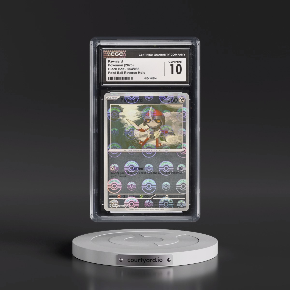 2025 Black Bolt - BLK EN #064/086 Pawniard - Reverse Holo Poké Ball (CGC 10 GEM MINT)
