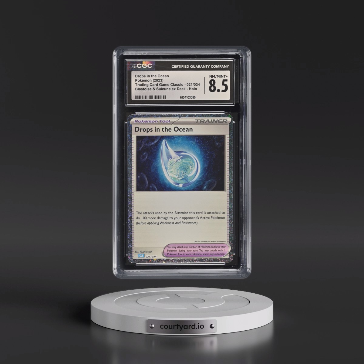 2023 Trading Card Game Classic - CLV, CLC, CLB #021/034 Drops in the Ocean - Blastoise & Suicune ex Deck - CLB Holo (CGC 8.5 NM-MT+)