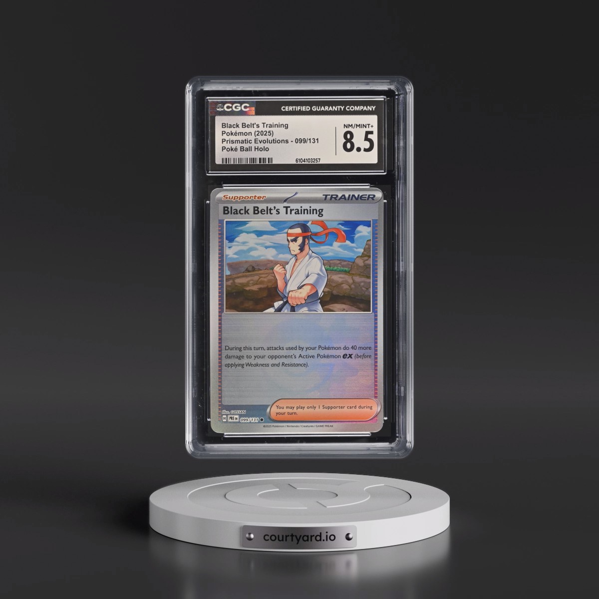 2024 Prismatic Evolutions - PRE EN #099/131 Black Belt's Training - Poké Ball Holo (CGC 8.5 NM-MT+)