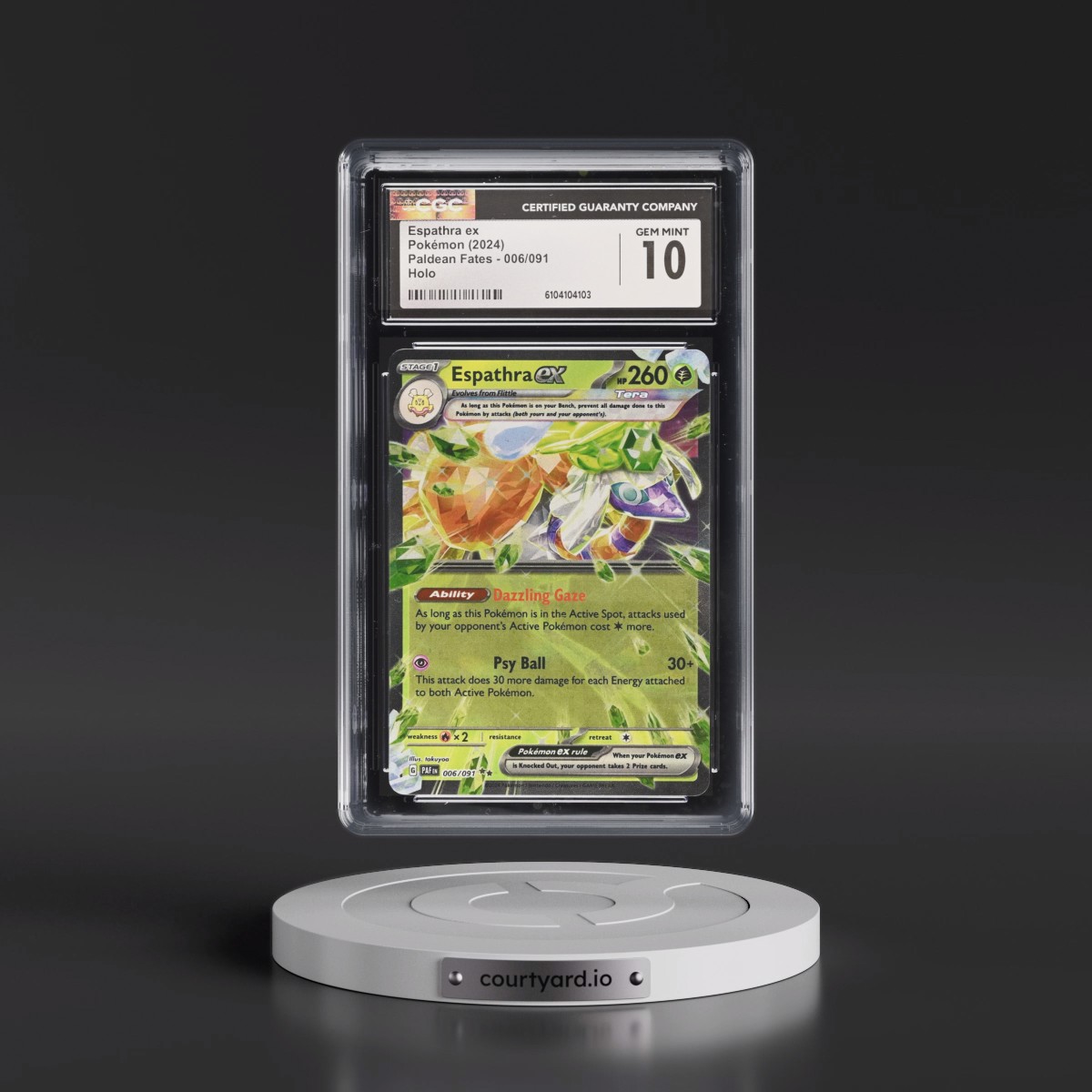 2024 Pokémon Paf EN-Paldean Fates #006 Espathra EX - Holo (CGC 10 GEM MINT)