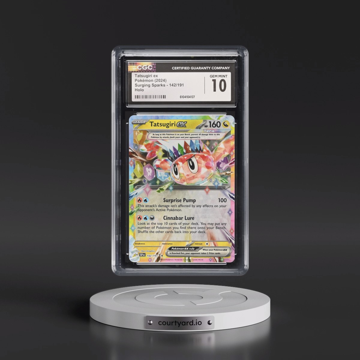 2024 Surging Sparks - SSP EN #142/191 Tatsugiri ex - Holo (CGC 10 GEM MINT)